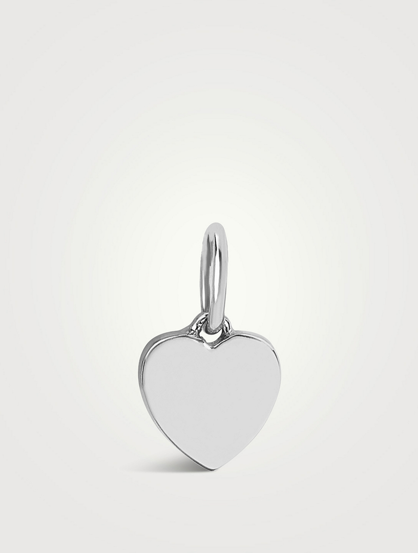 14K White Gold Heart Charm Pendant