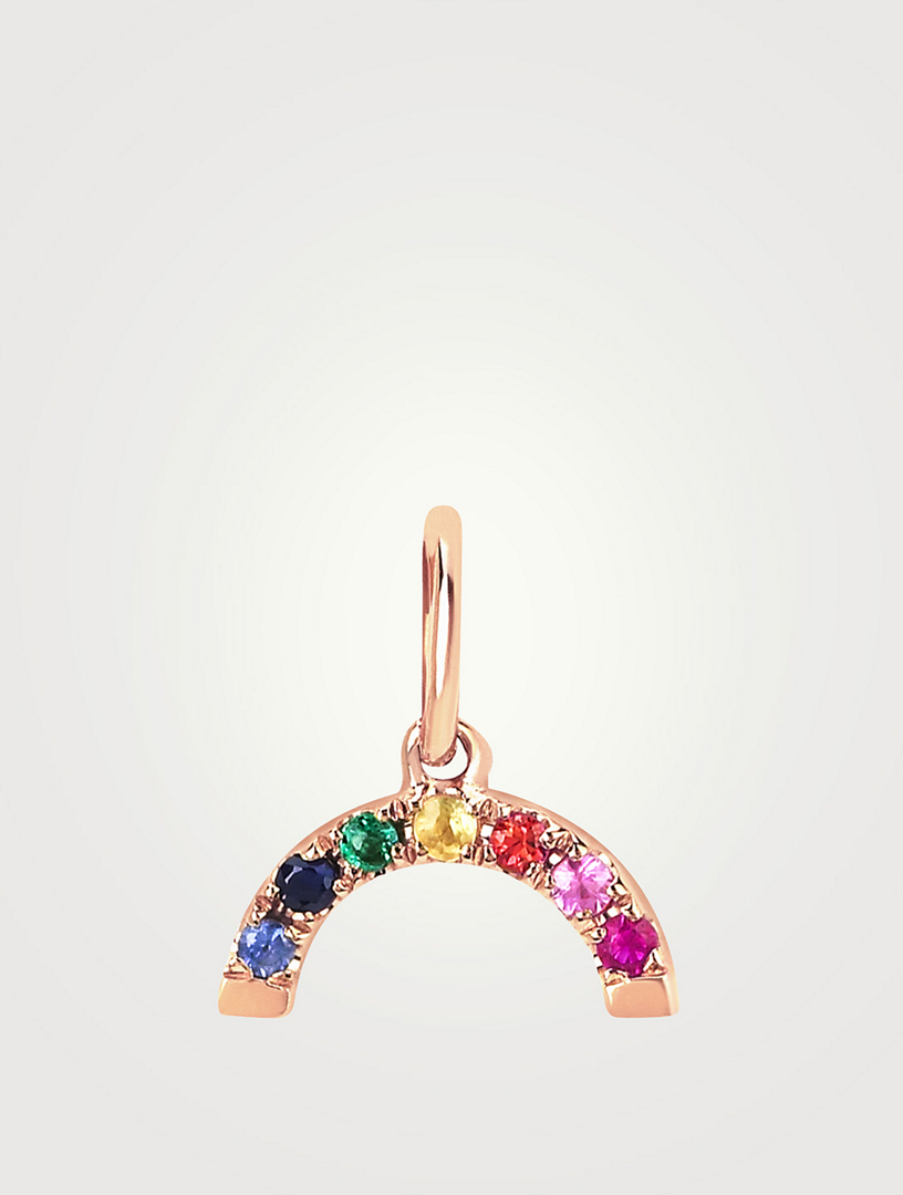 14K Rose Gold Rainbow Charm Pendant