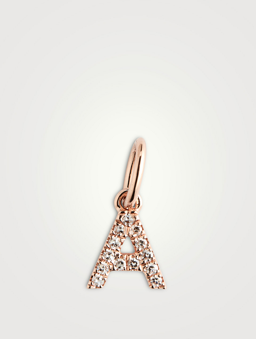 14K Rose Gold Diamond "A" Initial Necklace Charm