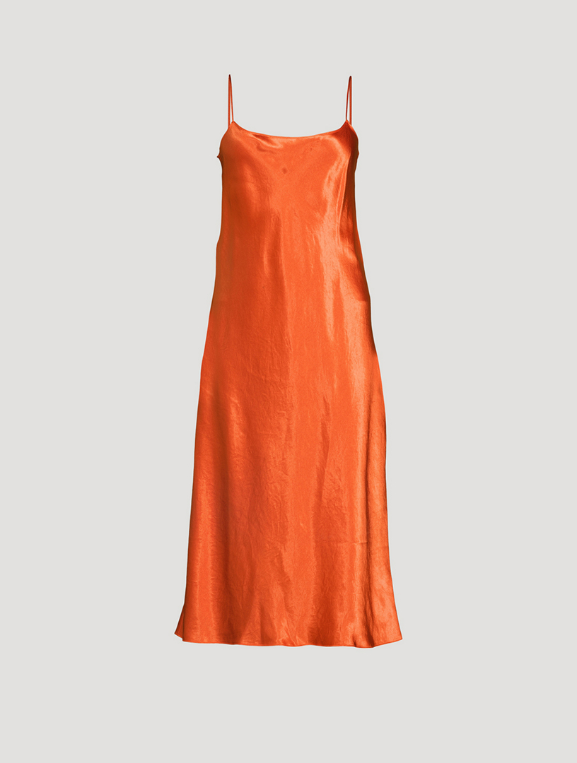 vince orange silk dress Sleeveless Drape-Neck Silk Wrap Dress in Vince Products Women