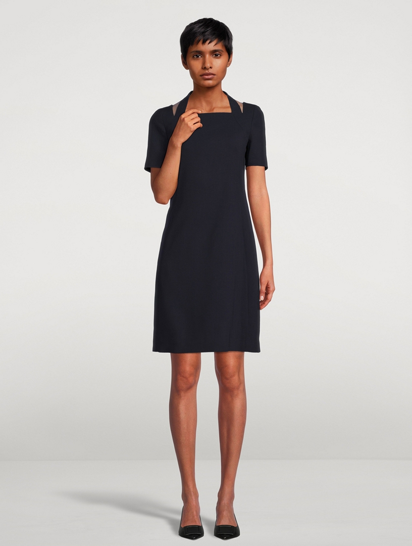 Sheath Dress With Tulle Inserts