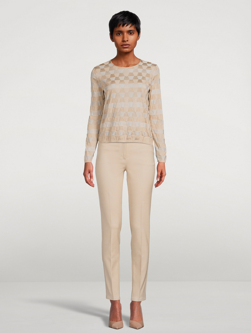 Trapezoid Jacquard Silk Sweater