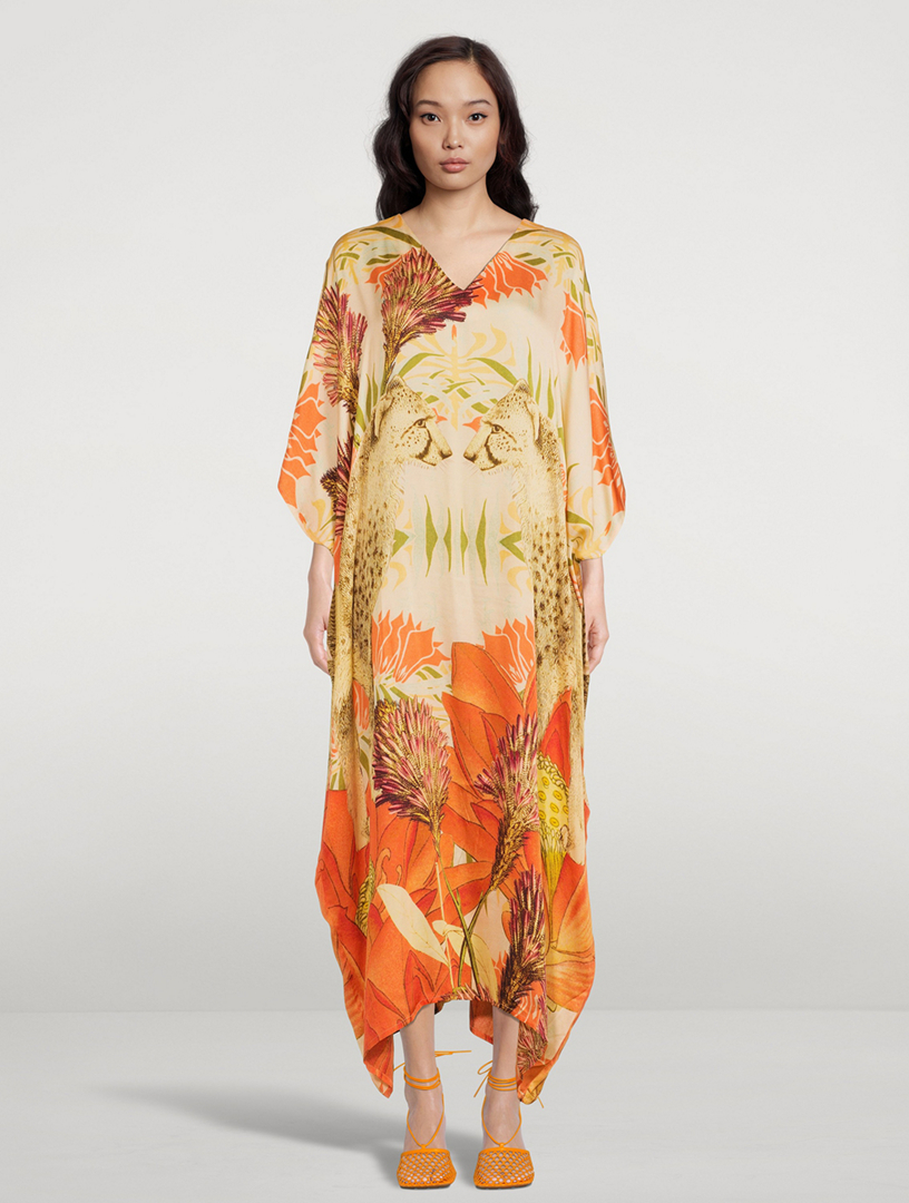 Xim Maxi Kaftan With Cheetah Print