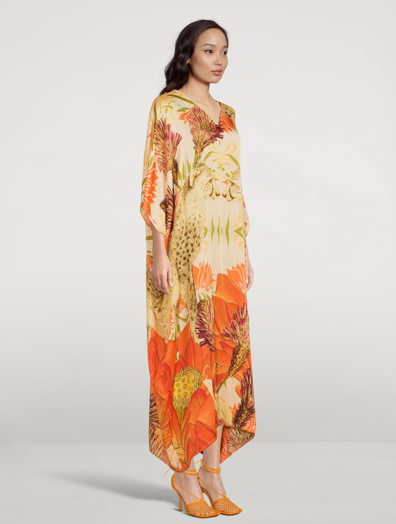 Xim Maxi Kaftan With Cheetah Print