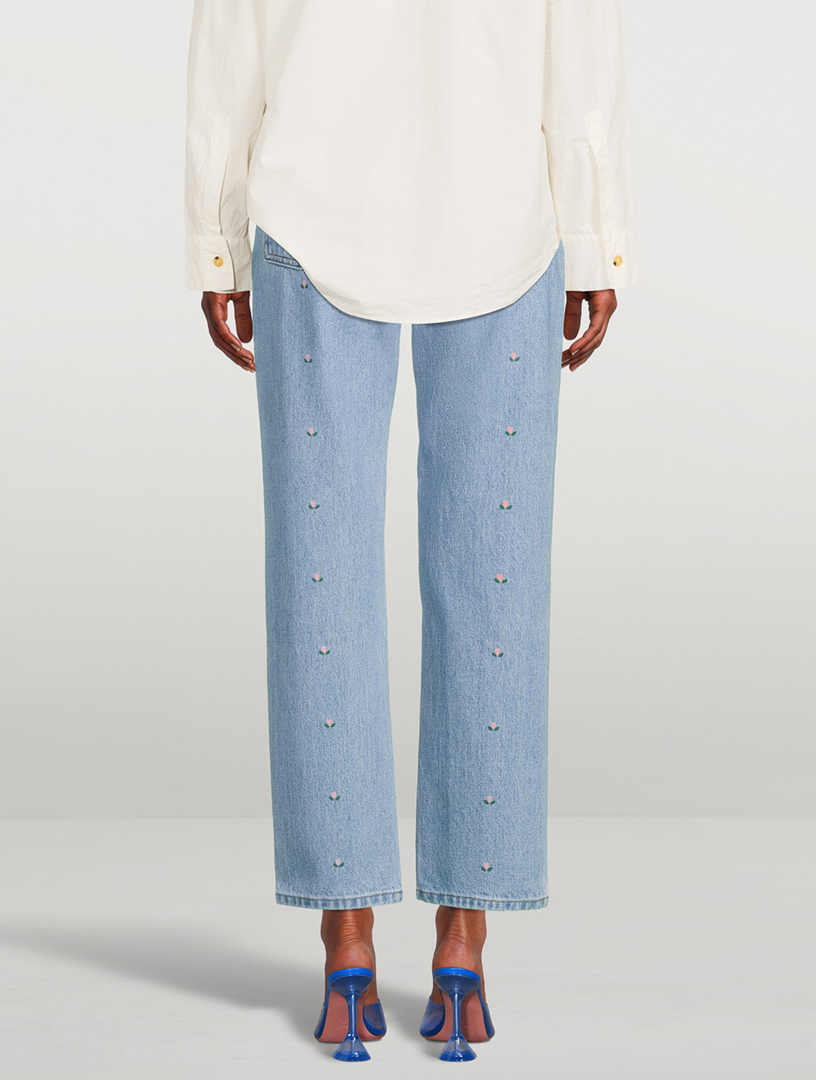 Tate Baby Flower Straight-Leg Jeans