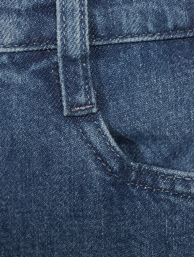 Two-Tone Barrel-Leg Jeans