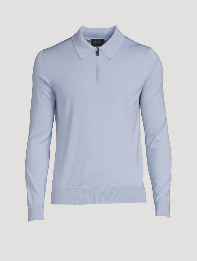 Cotton Long Sleeve Zip Polo
