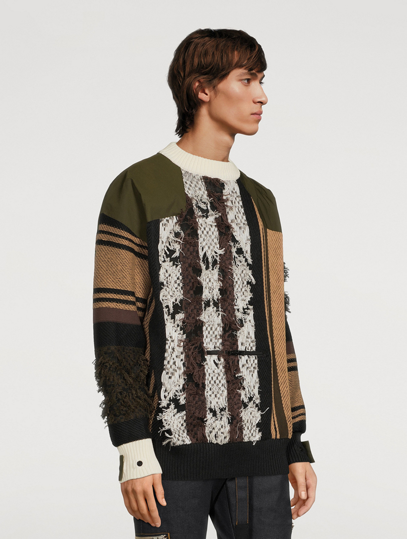 SACAI Linen And Cotton Rug Jacquard Sweater | Holt Renfrew