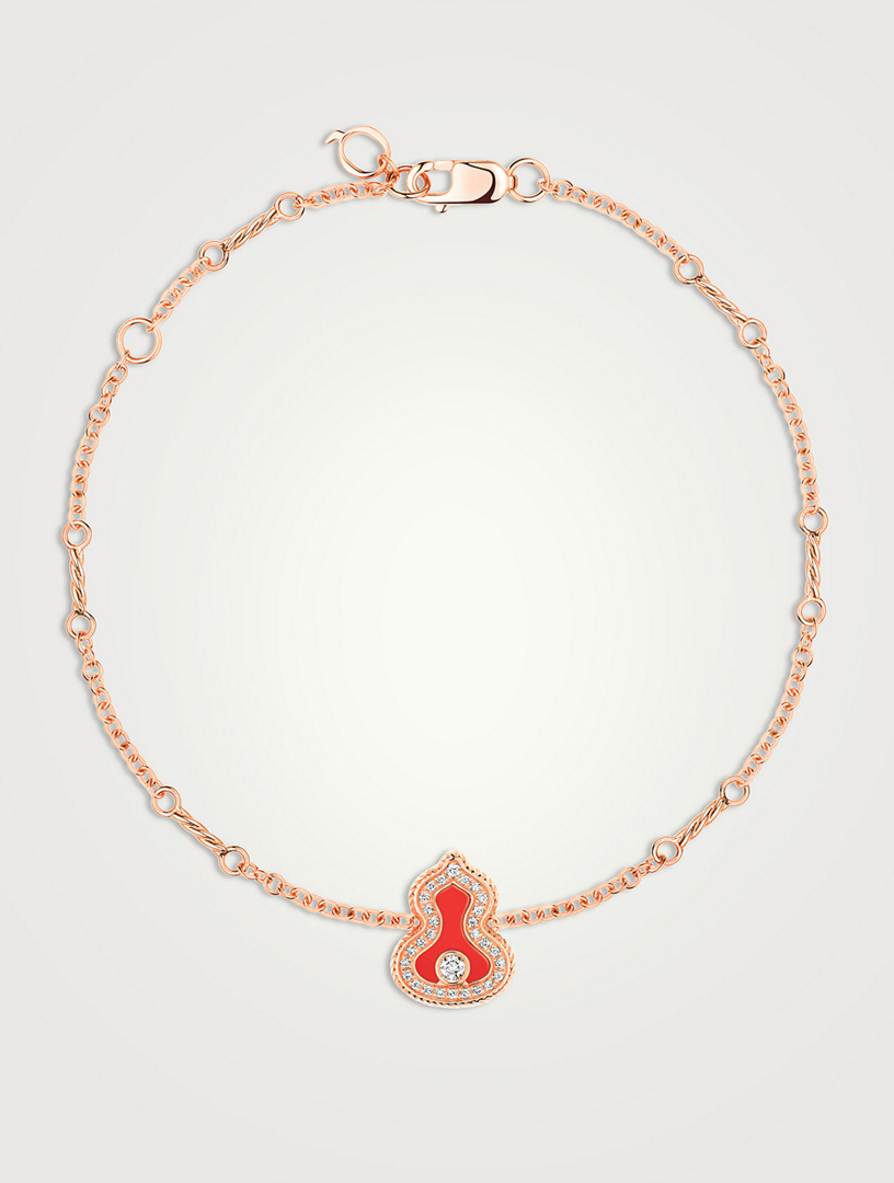 Qeelin ソトワール Bracelet 18K Rose Gold Diamond Red Agate QEELIN Wulu 18K Rose Gold Bracelet With Red Agate | Holt Renfrew
