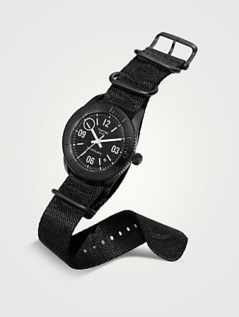 TOM FORD Large TFT 002 Ocean Plastic Sport Jacquard Strap Watch, 43mm  Black