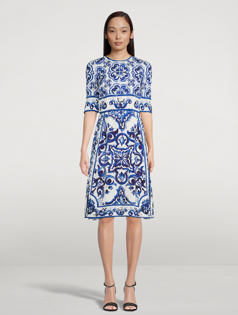 Charmeuse Midi Dress In Majolica Print