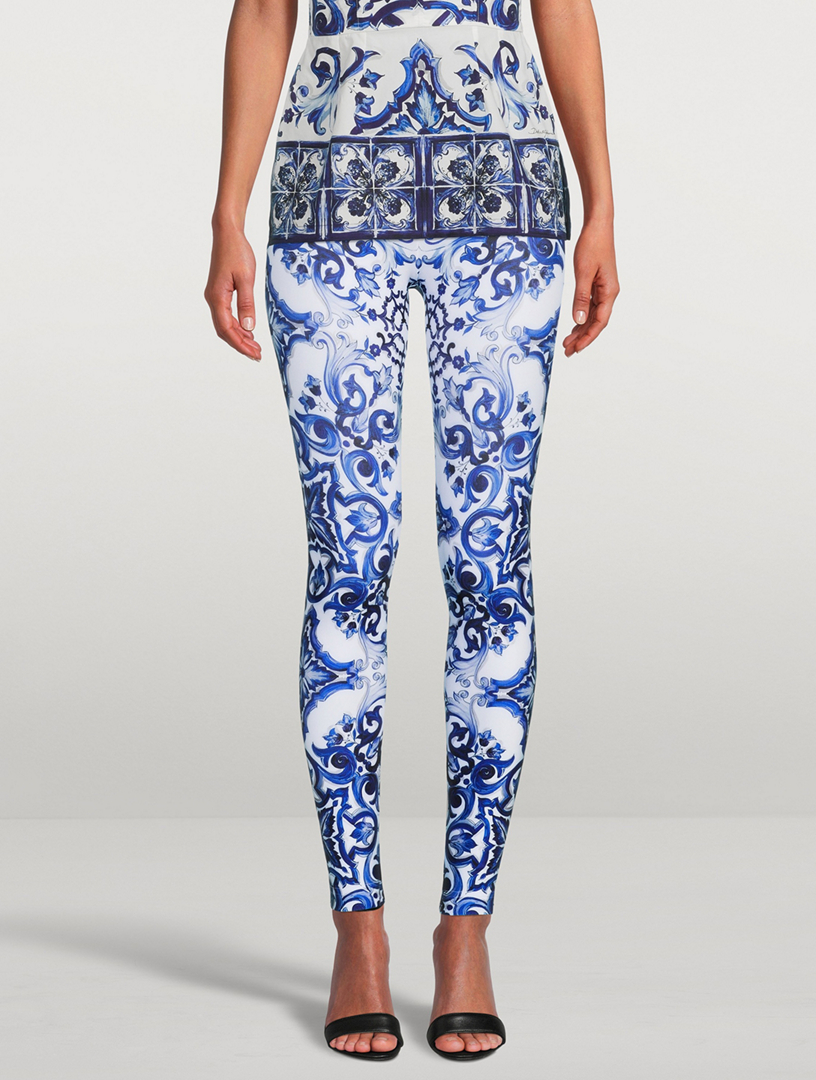 Majolica-print jersey leggings, Dolce & Gabbana