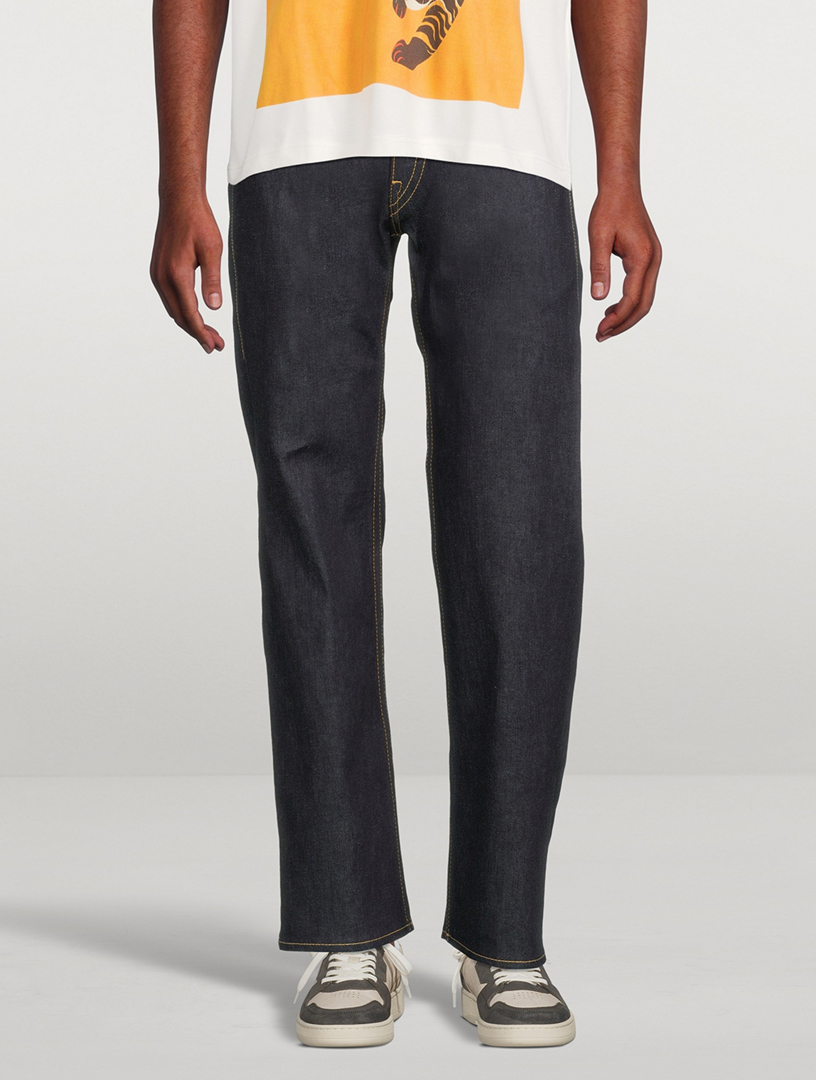 Cotton And Linen Straight-Leg Jeans