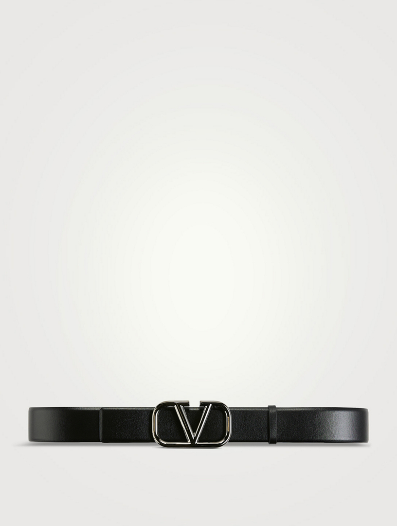 Valentino Garavani Vlogo Signature Buckle Belt In Fondantblack