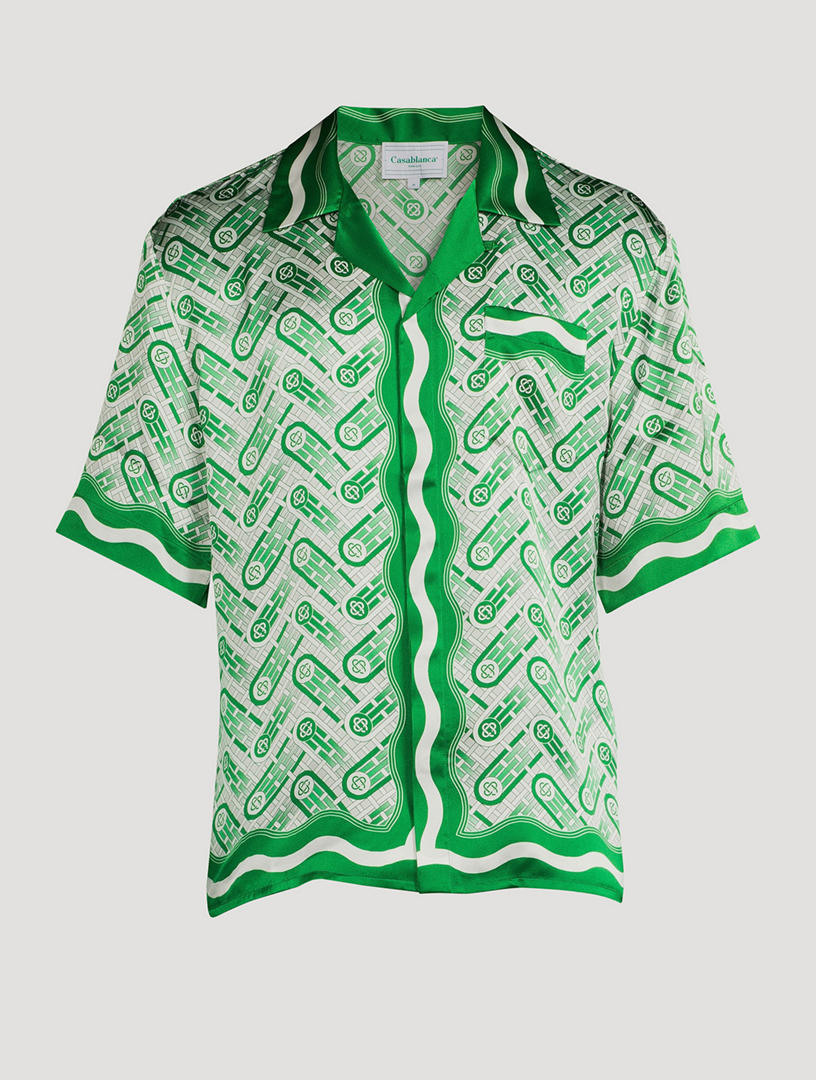 CASABLANCA - SILK SATIN PING PONG MONOGRAM PRINT SHIRT - Eleonora Bonucci