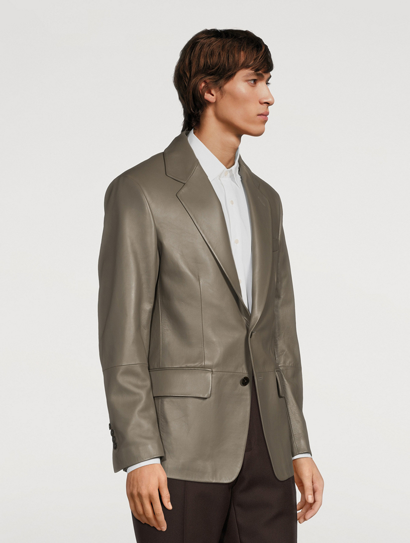 Leather Single-Breasted Jacket