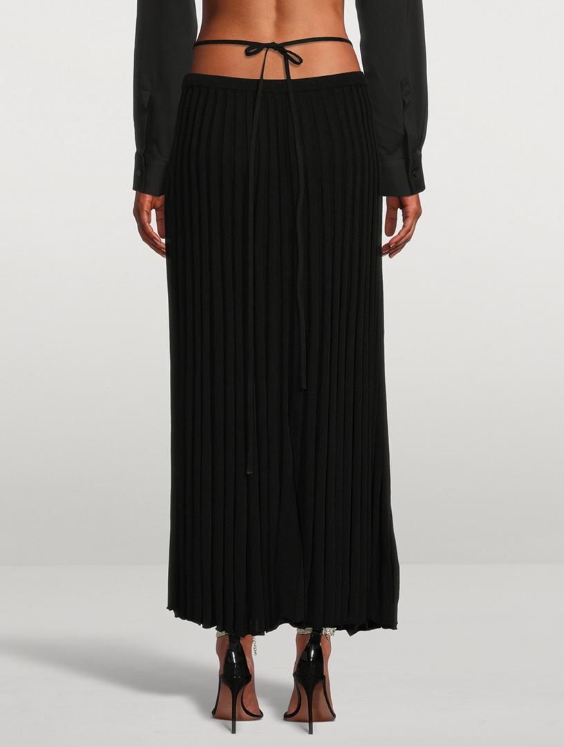 Pleated Knit Maxi Skirt