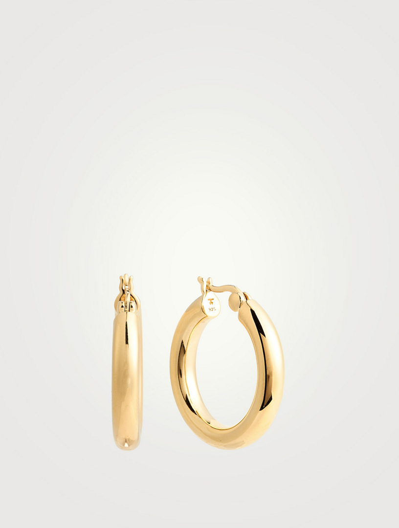 Medium Thick Classic Gold-Plated Sterling Silver Hoop Earrings