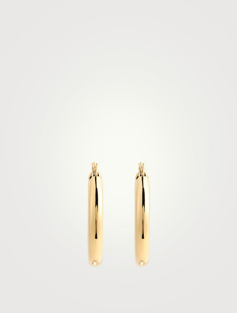 Large Thick Classic Gold-Plated Sterling Silver Hoop Earrings