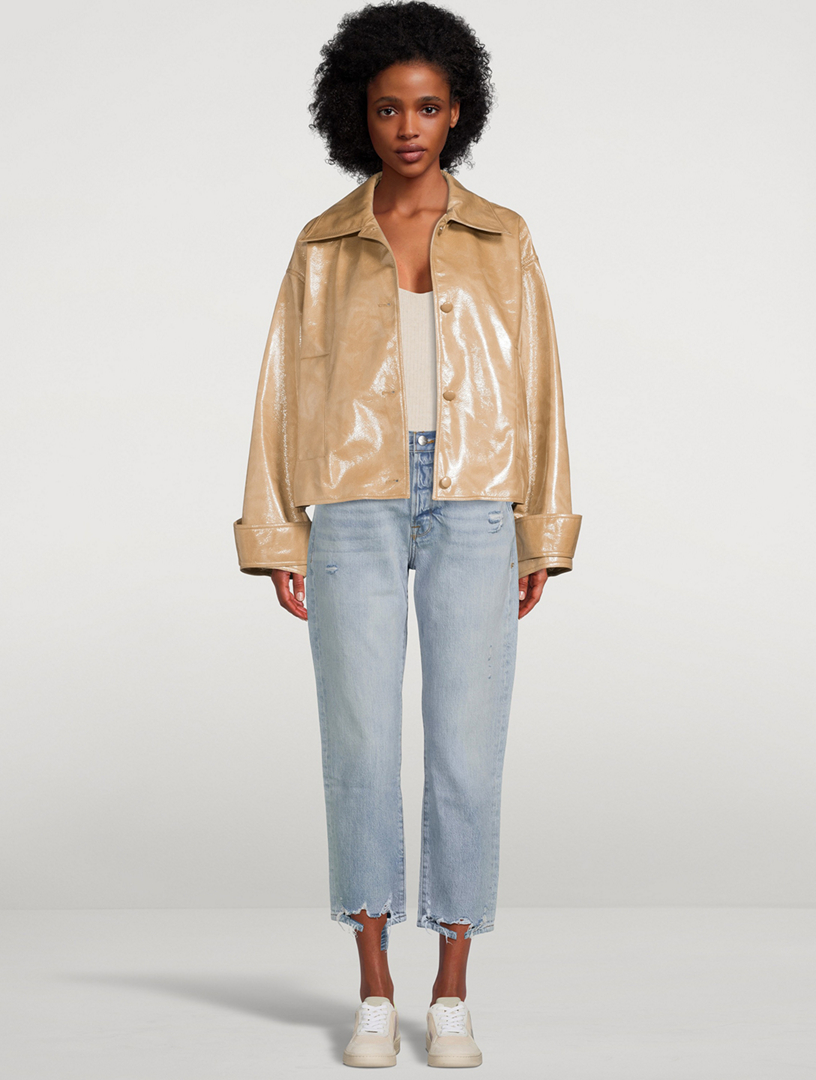 STAND STUDIO Charleen Faux Patent Leather Jacket | Holt Renfrew