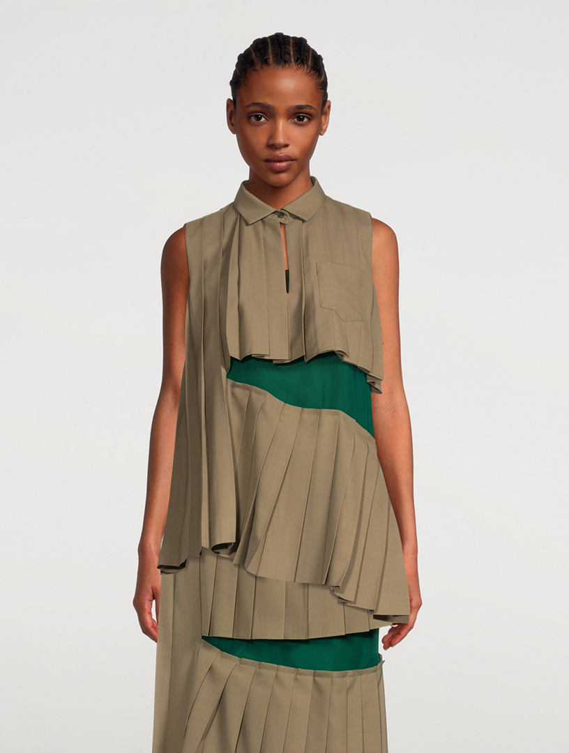 sacai Suiting x Chiffon Top