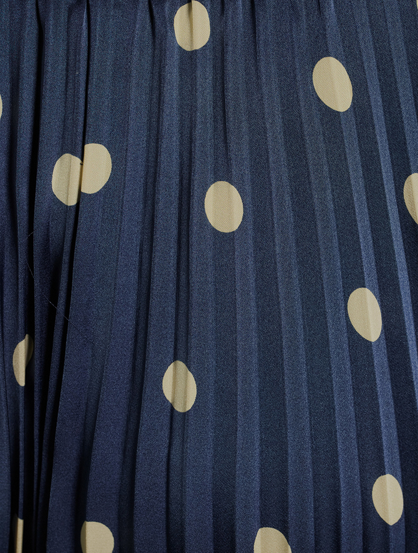 Pleated Midi Skirt Polka Dot Print