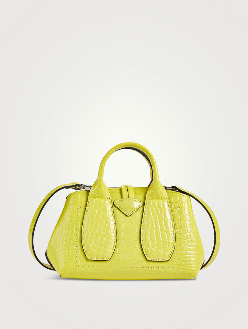 LONGCHAMP XS Roseau Croc-Embossed Leather Top Handle Bag | Holt