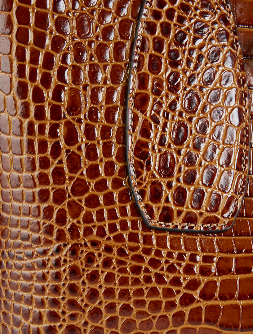 Medium Roseau Croc-Embossed Leather Top Handle Bag