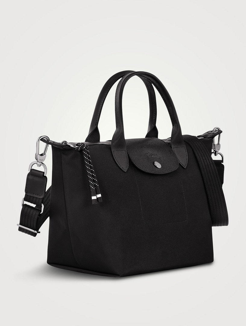 Longchamp black Mini Leather Le Pliage Top-Handle Bag