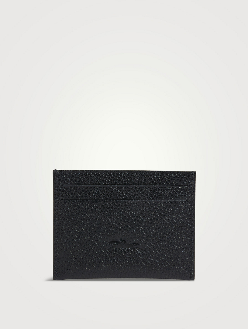 Check and Two-tone Leather Card Case in Dark Birch Brown - Women