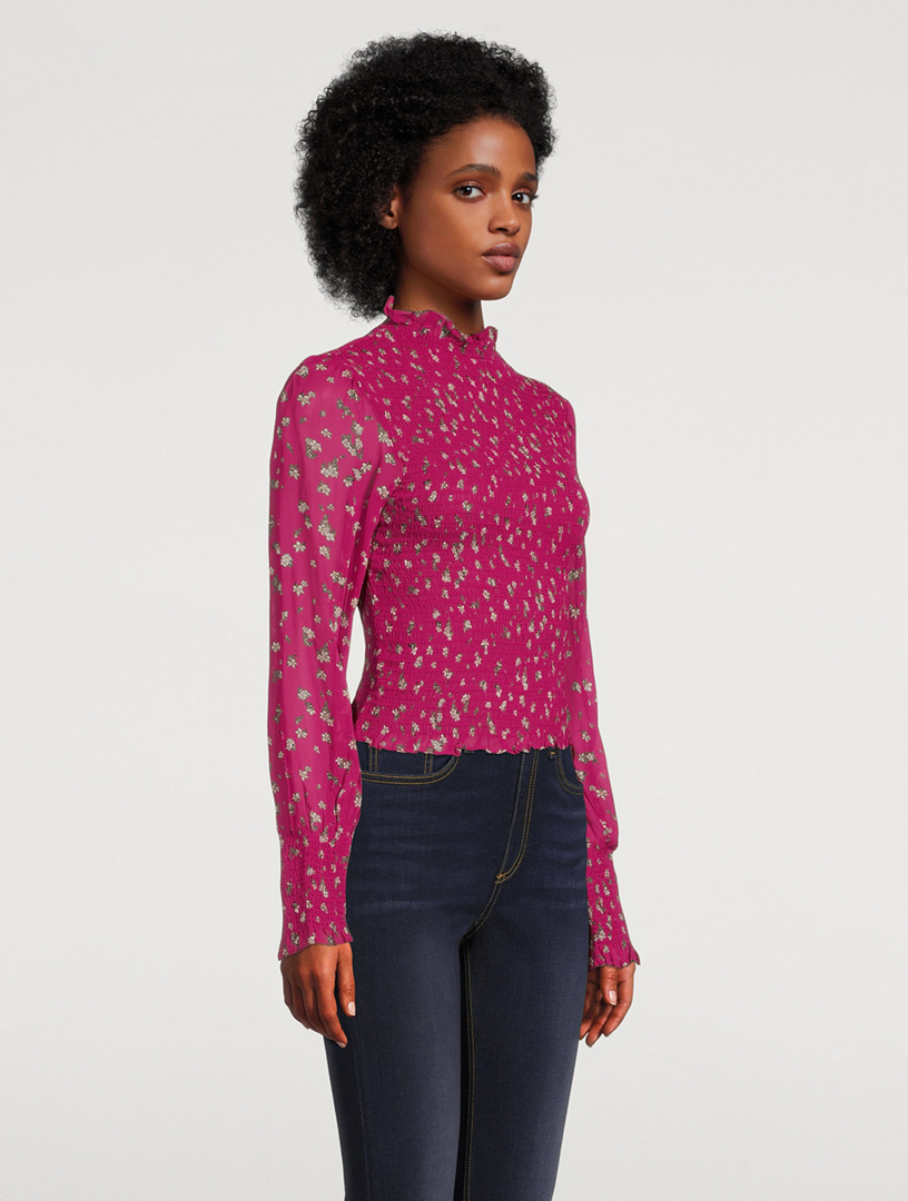Kayden Smocked Blouse Floral Print