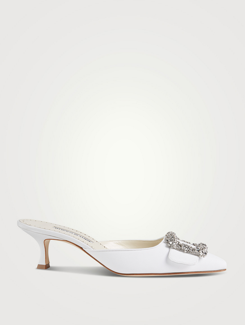 MANOLO BLAHNIK Maysale Jewel Satin Mules | Holt Renfrew