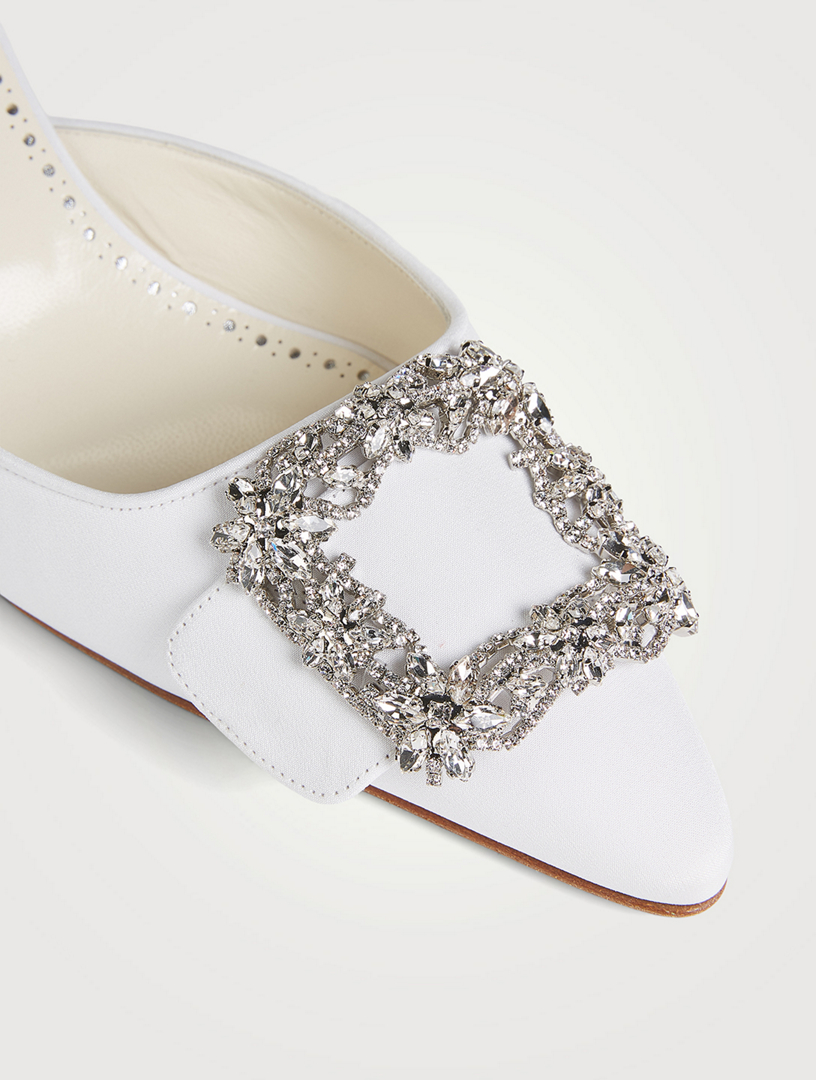 MANOLO BLAHNIK Maysale Jewel Satin Mules | Holt Renfrew