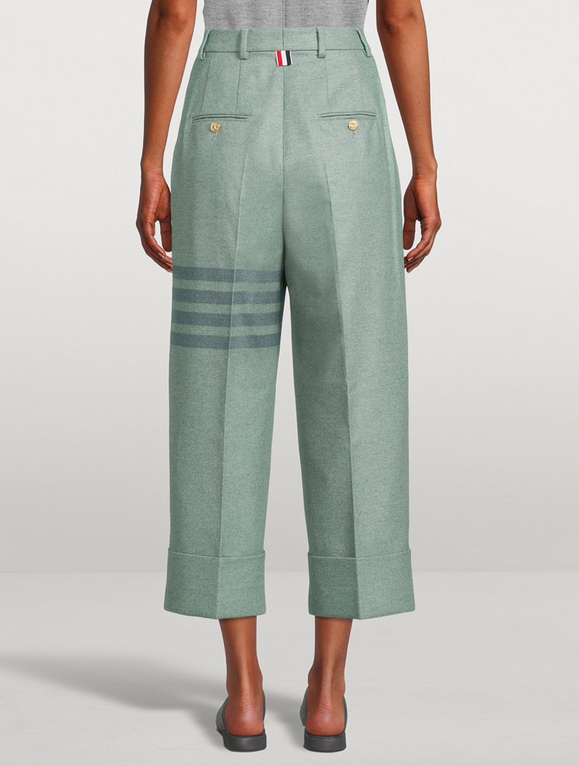 High-Waisted Straight-Leg Flannel Trousers