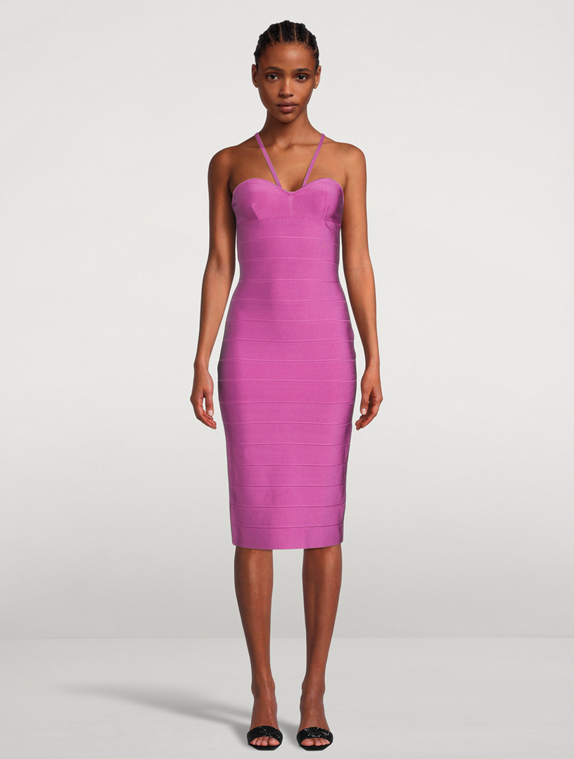 HERVE LEGER Icon Strappy Sweetheart Midi Dress | Holt Renfrew