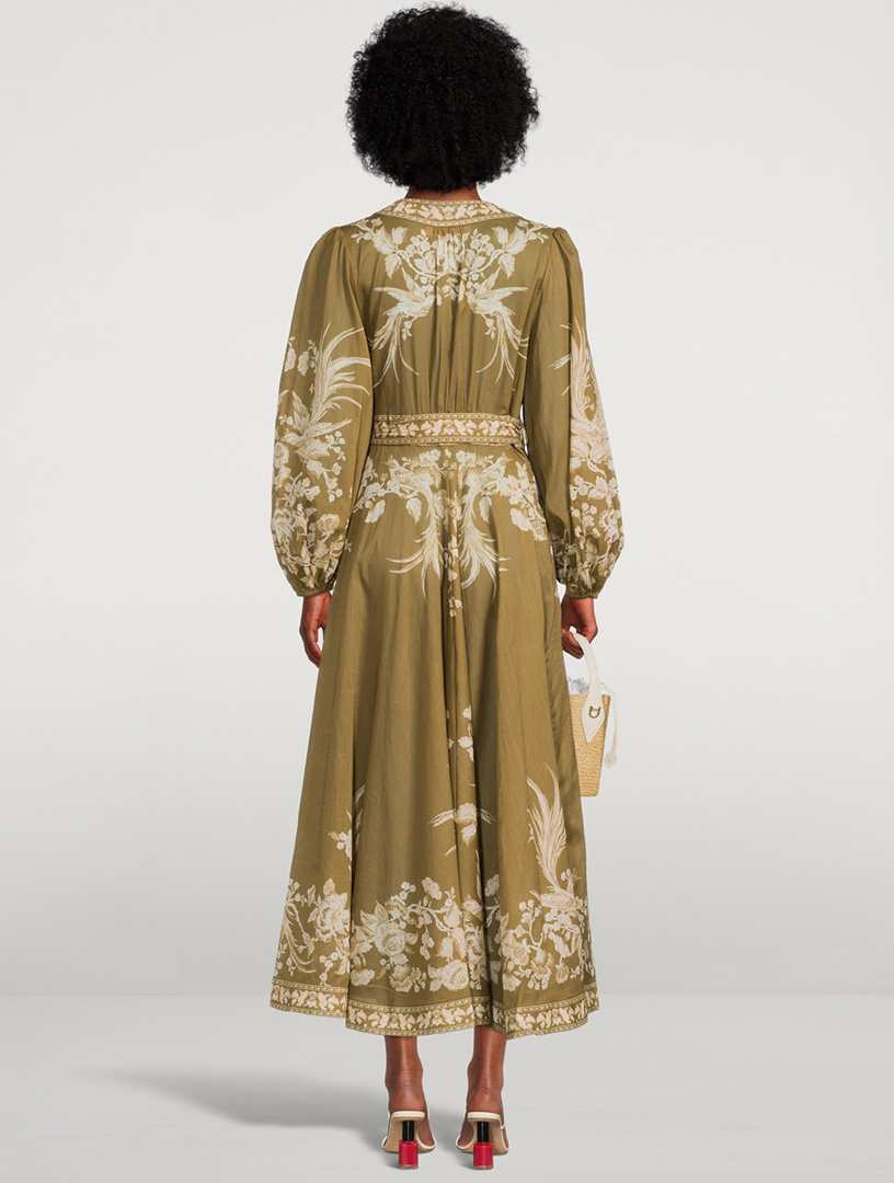 ZIMMERMANN Anneke Wrap Midi Dress In Floral Print | Holt Renfrew