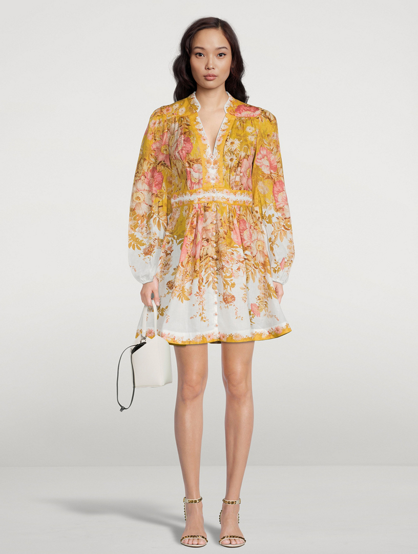 Pattie Plunge Mini Dress Floral Print