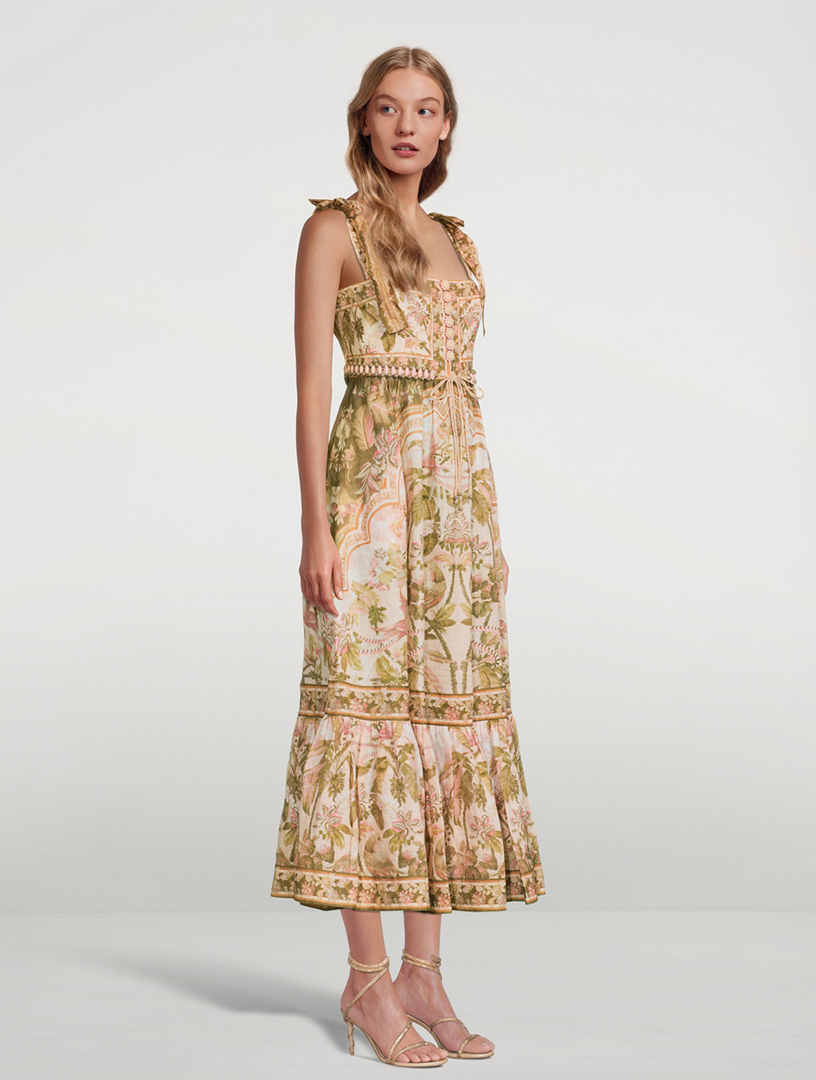 ZIMMERMANN Lyre Midi Dress In Palm Print | Holt Renfrew