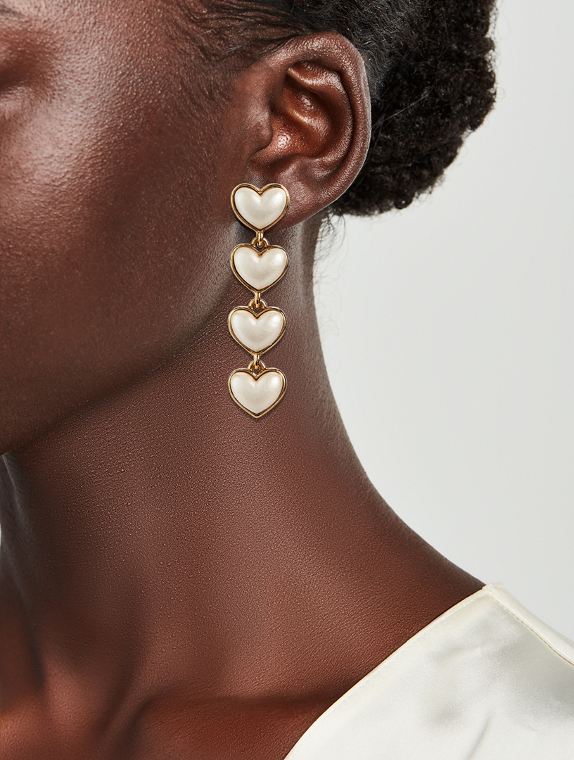 Sweetheart Crystal Pearl Drop Earrings
