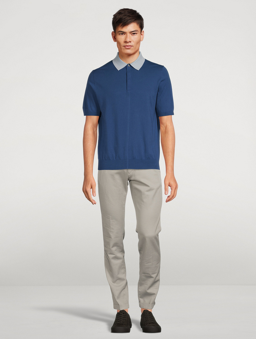 Contrast-Collar Polo Shirt