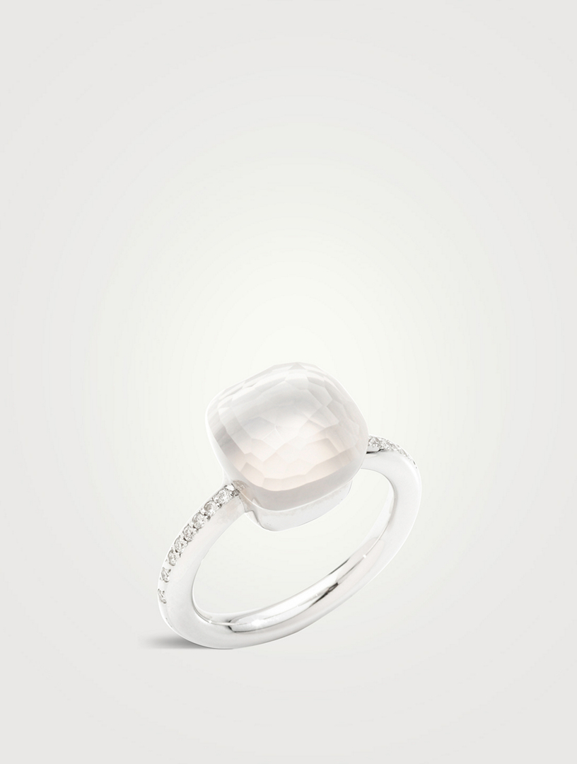 Nudo Classic 18K White Gold Ring With Milky Quartz