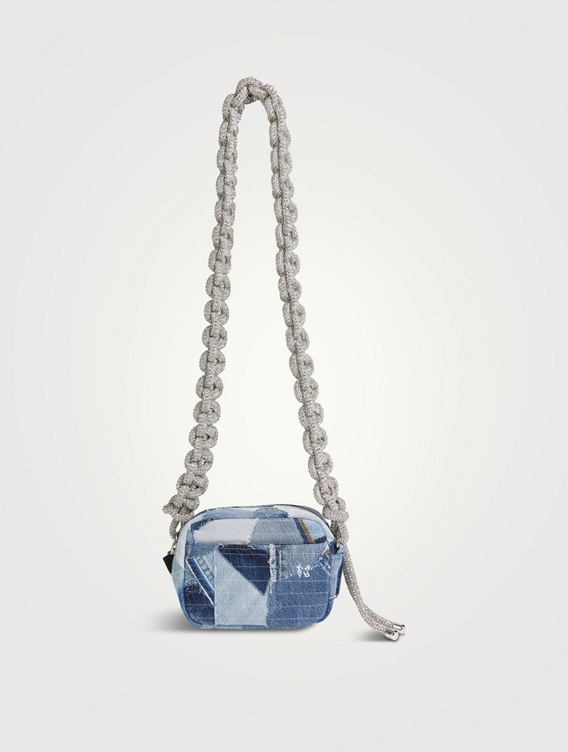 Crystal Cobra Patchwork Denim Camera Bag