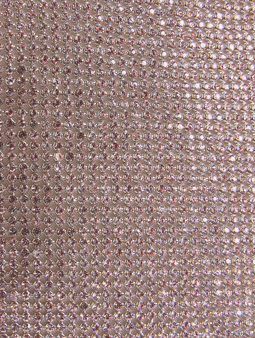 Knot Crystal Mesh Leather Clutch