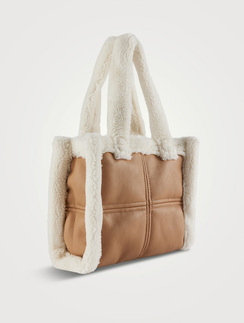 Mini Liz Faux Shearling-Trimmed Tote Bag