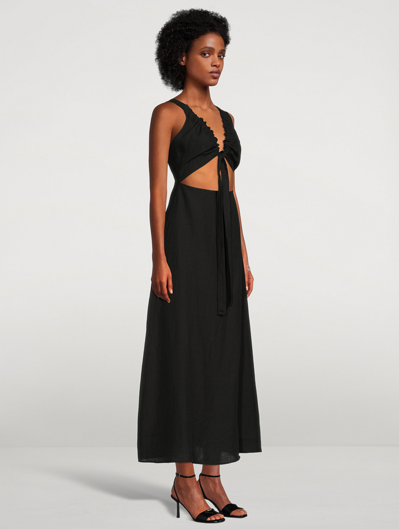 donna karan women's puff-sleeve belted a-line dress Donna Karan Women's Cotton Puff Sleeve Midi Shirt Dress in Kiwi main image 0