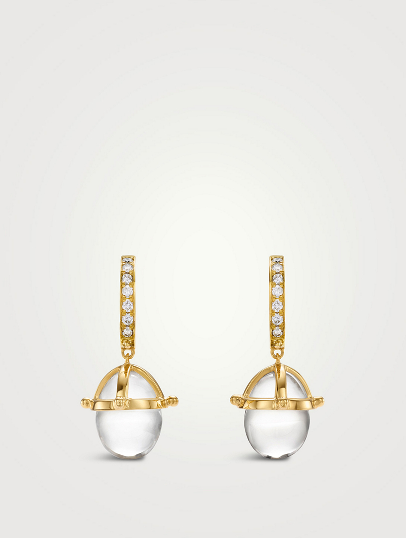 TEMPLE ST. CLAIR 18K Gold Crystal Drop Earrings With Rock Crystal