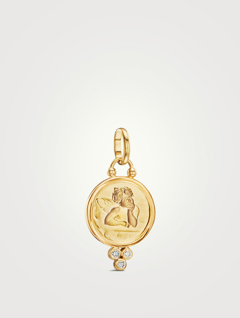 18K Gold Angel Pendant With Diamonds