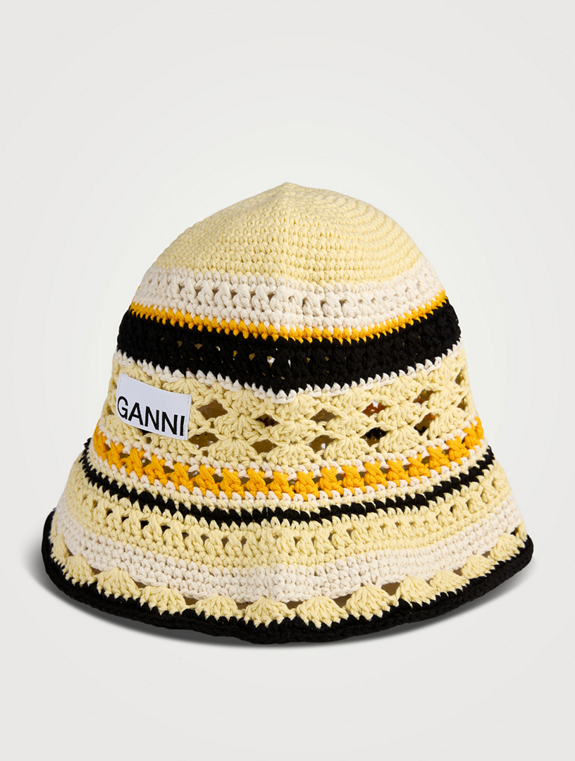 Organic Cotton Striped Crochet Bucket Hat