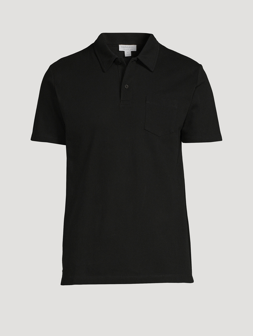 Long-sleeve organic cotton jersey polo, Le 31