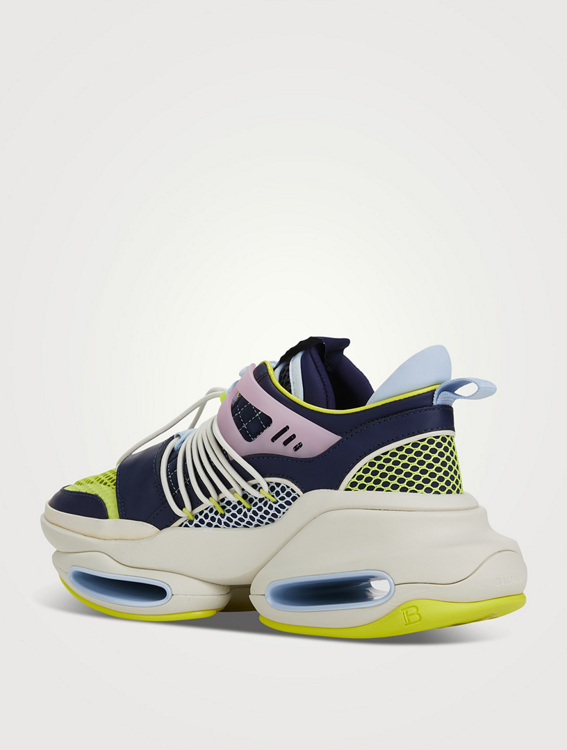 B-Bold Leather Neoprene And Mesh Sneakers